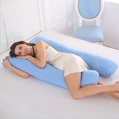 Sleeping Support Pillow for Pregnant Women Body 100% Cotton Pillowcase U Shape Maternity Pillows Pregnancy Side Sleepers Bedding Blue