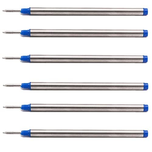 113mm (4.42”) x 6mm (0.24”), 0.5 Tip, Compatible Rollerball Pen Refills fit to Mont Blanc, German Ink, fit to 105159/107878/MNB107878 M710 H-12 M401/M506 P163 (Blue 6PCS)