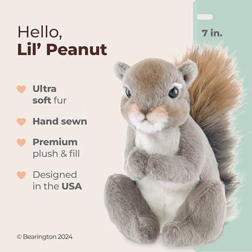 Bearington Lil' Peanut Plush Squirrel Soft Toy 7 Inch