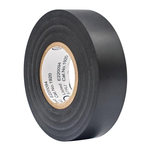 TradeGear (1PK Black Colored Electrical Tape - PVC General Purpose - Waterproof, Flame-Retardant, Rubber Based Adhesive, UL Listed - Rated for Max. 600V and 80oC Use – 60’ x 3/4" x 0.07"