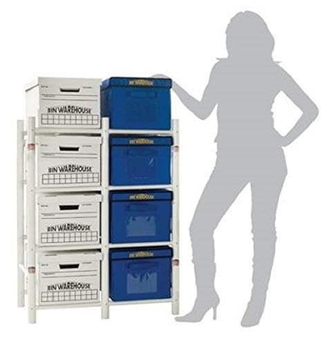 Bin Warehouse Storage Systems AEBW8FB1015 8 File Storage System Attaches to Wall for Additional Stability White PVC DIY Closet Organizer for Plastic Bins Totes & Bankers Boxes, 8