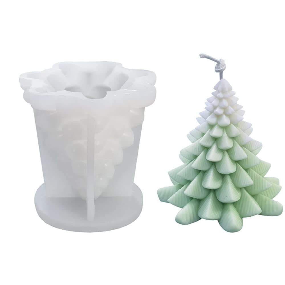 JIBEVEYYI 3D Creative Candle Mold, Santa Claus,Snowman, Christmas Tree Candle Silicone Mold for Candle Making, Handmade Aromatherapy Candles, Soaps, Polymer Clay(Luo Ye Christmas Tree Small)