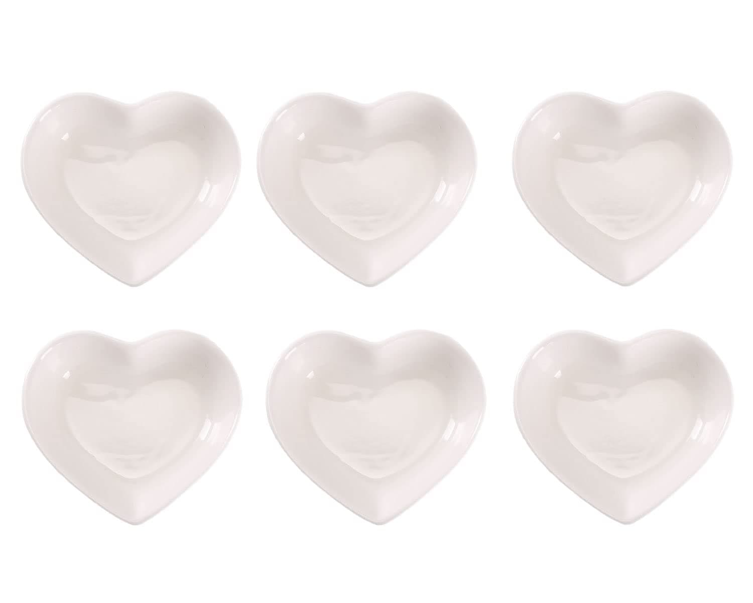 WHJY White Love Heart Shaped Ceramic Side Dish Bowl, Contemporary Porcelain S...