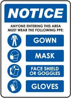 Notice Anyone Entering This Area Must wear The Following PPE: Water Proof PVC Sticker