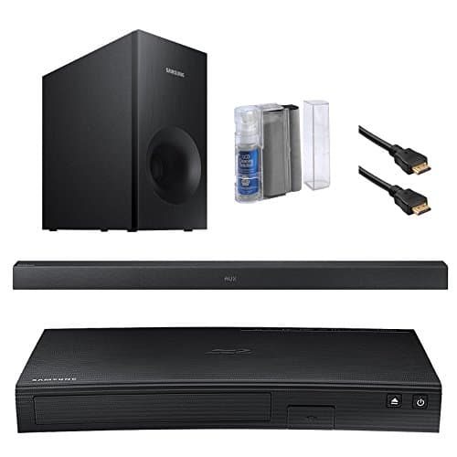 Samsung SBD-J5900 Curved Blu-ray CD DVD Player with WiFi - Bundle with 2.1 Channel 130 Watt Wireless Soundbar Speaker + LCD Flat Screen / Keyboard Eraser Cleaning Kit + 2X High Speed 6Ft HDMI Cables