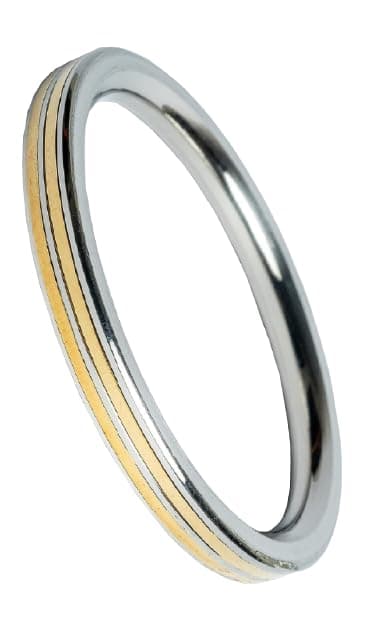 Stainless Steel and Brass Designer 2 Lines Kada for Men 8 mm thickness