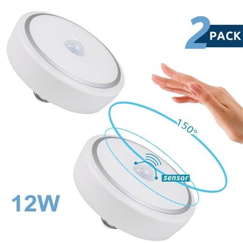 E26 PIR Motion Sensor Bulb, 12W Dusk to Dawn Auto Switch LED Infrared Motion Detector Light Bulbs for Porch Hallway Corridor Patio Garage Basement (Warm White)