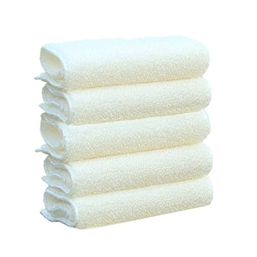Shirley commerce Bamboo Fiber Double Thickened Kitchen Dishcloth Dish towel Color White 5 Count (M 18 * 23cm)