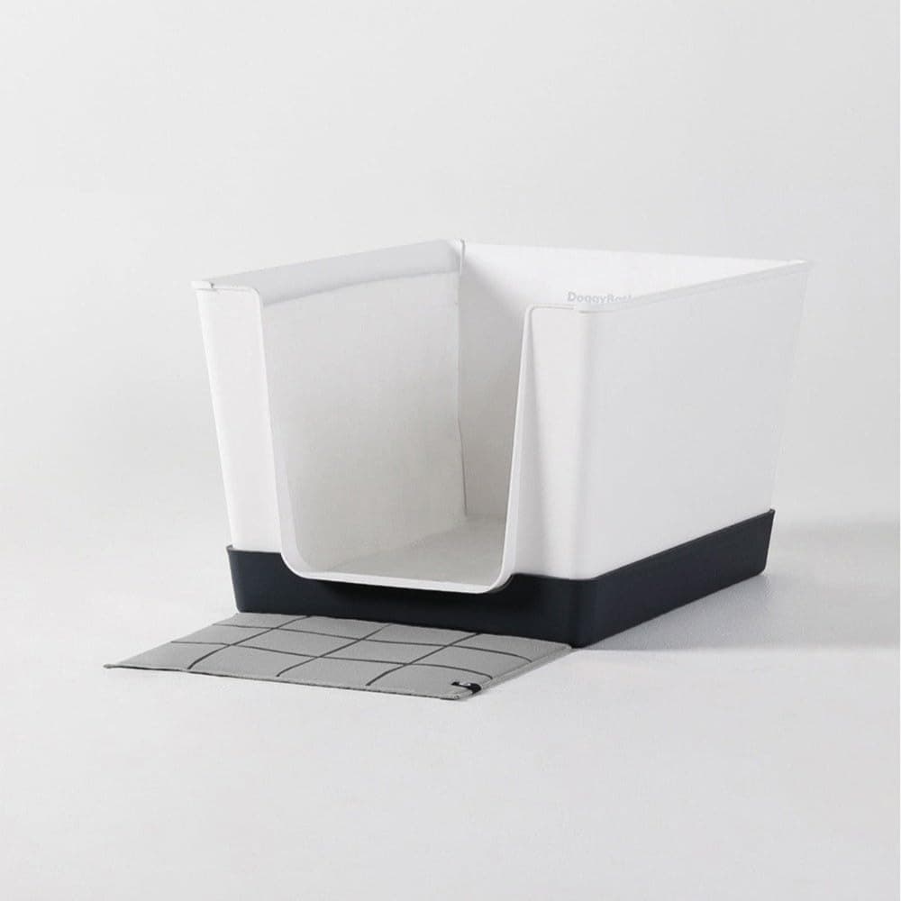 Dog Litter Box High Walls with Low Entry - Indoor Dog Toilet Solution - No Mess and Splash Guard - Potty Training Pad Holder for Clean and Hygienic Indoor Pet Care - DoggyBathroom (Black, Mini)