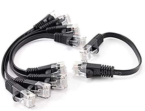 CablesOnline, 5-Pack 6-inch CAT6 Network UTP Ethernet RJ45 Flat-Design Patch Black Cable, (U6-000FK-5)