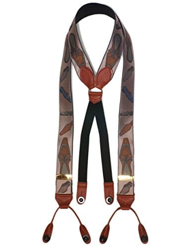 Albert Thurston Shoes silk braces. Brown/Lt. Blue. One Size