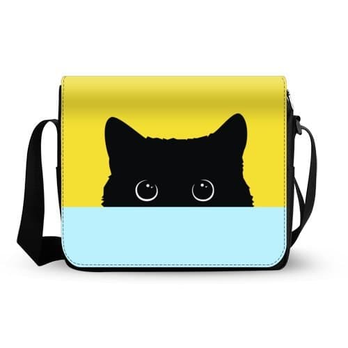 Funny Cat Kitty Oxford Fabric Cross Body Laptop Messenger Shoulder Bag