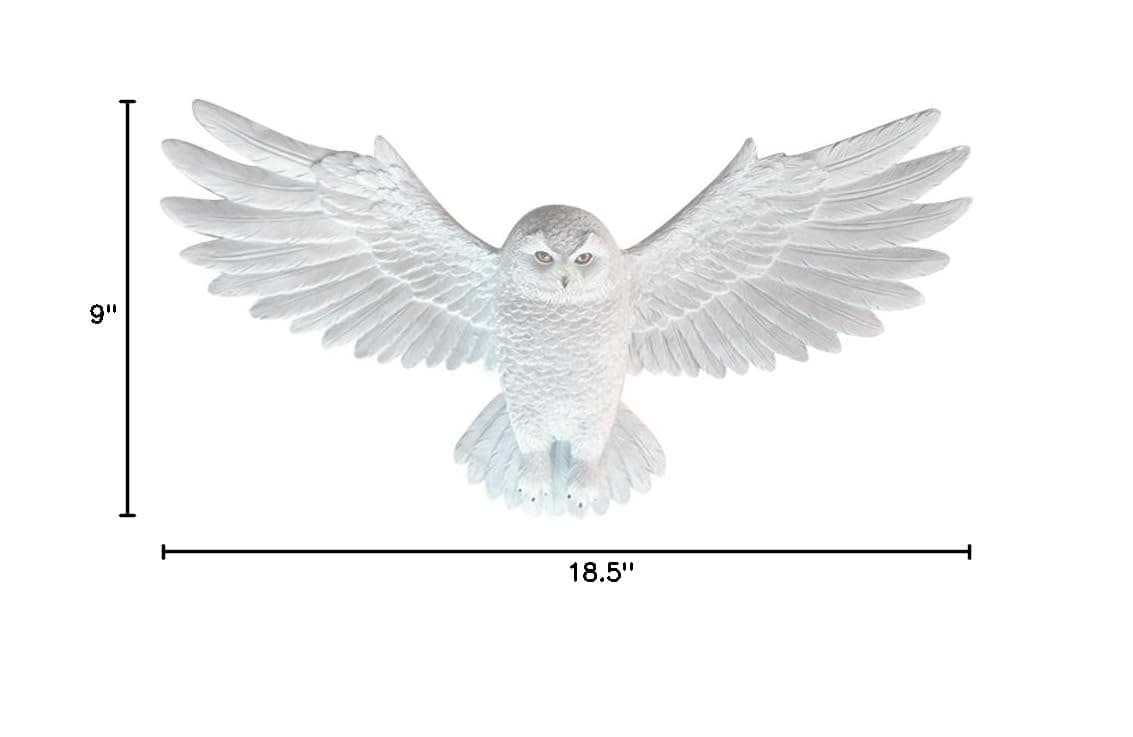 Faux Flying Owl Wall Mount | The Owlfred | Faux Taxidermy Flying Owl Head Wall Mount | Fake Owl Mounted Statue Art | It's a Hoot (Owl White)