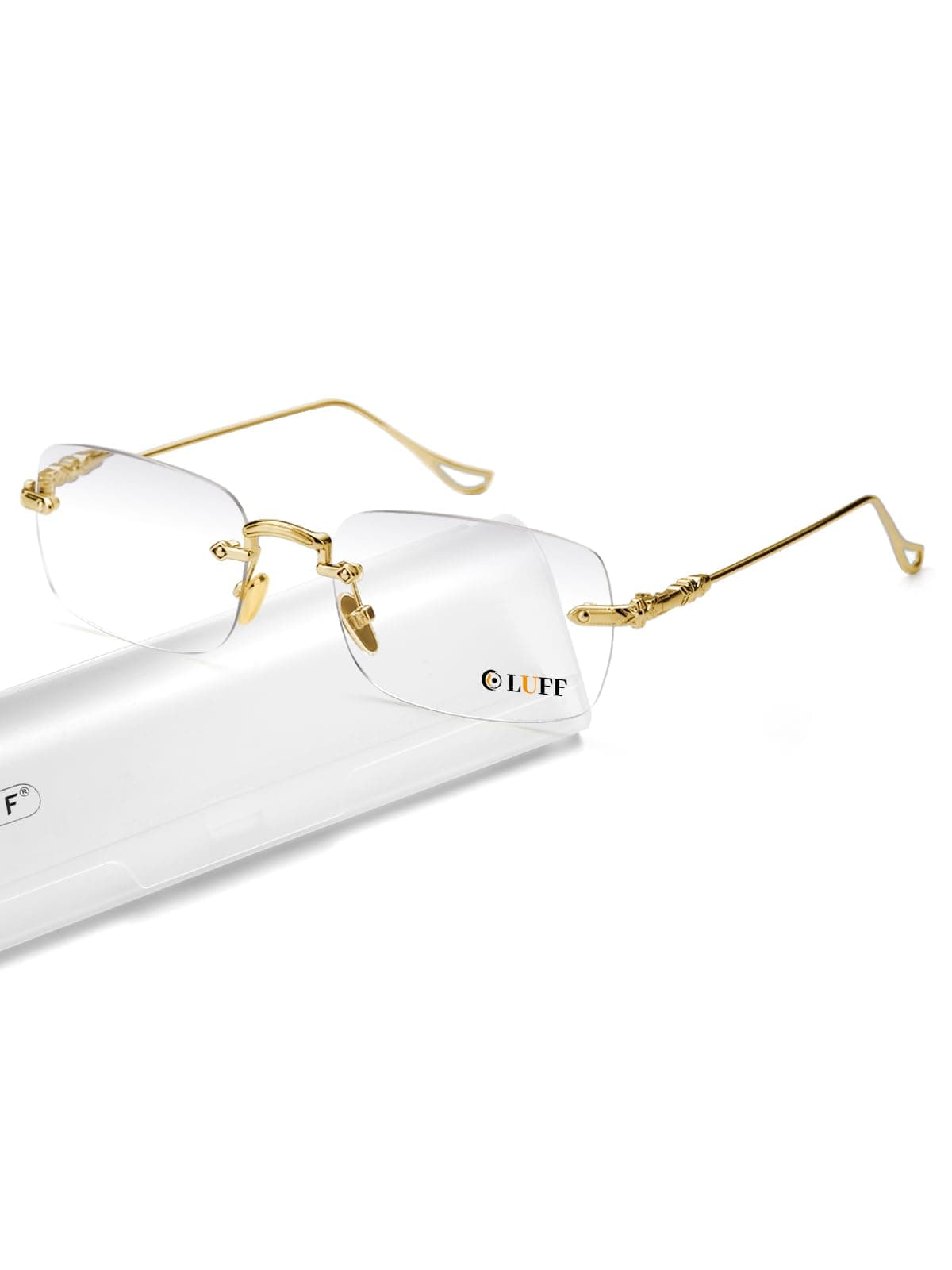 LUFF Rimless Reading Glasses for Men Women | Ultra Lightweight 0.6oz | Computer Readers Anti-Eyestrain | +1.0 to +4.0