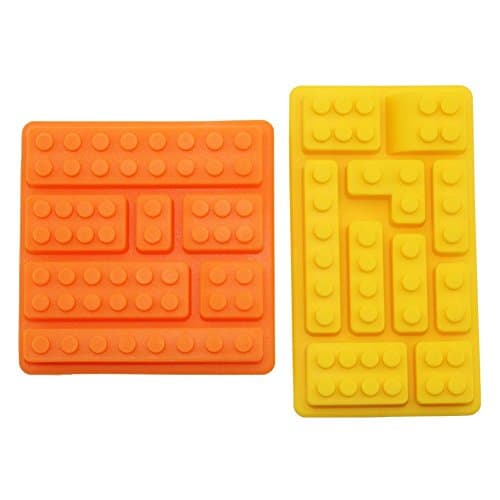 Silicone Mold Pan (2 Pack Bundle) - Makes Lego Brick, Candy, Chocolate, Birthday Party Favor, Jello, Soap and Crayons