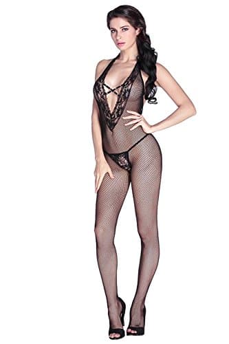 Ifeverlove Women's Sexy Fishnet Open Crotch Bodystocking Lingerie