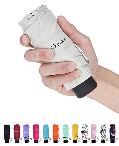 Fidus Mini Travel Sun&Rain Umbrella - Lightweight Folding Compact Portable Parasol Outdoor Umbrellas for Men Women-Creamy White-44