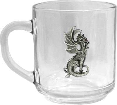 "Little Dragon" 10oz Full Tempered Clear Glass Coffee Mug - Microwave Safe