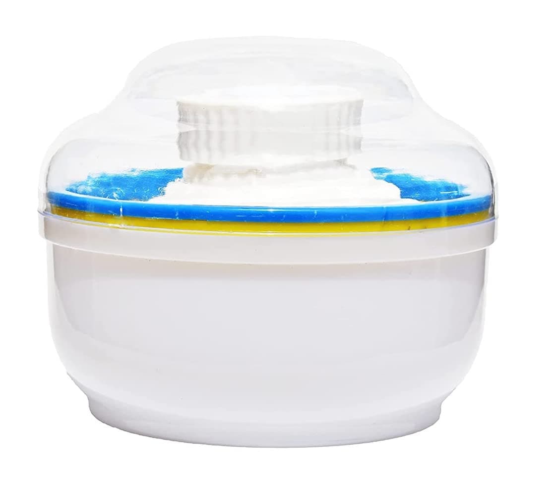 THE LITTLE LOOKERS Portable Baby Skin Care Baby Powder Puff with Box Holder Container for New Born Baby Face and Body (White)