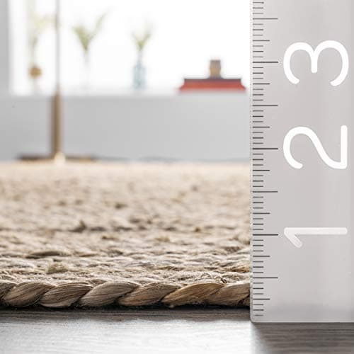 nuLOOM Rigo Hand Woven Farmhouse Jute Area Rug, 183 cm Round, Natural