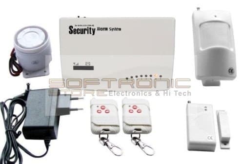 Complete Kit Wireless Burglar Alarm with GSM Control Unit Door Sensors Movement Siren and Remote Controls Power Supply