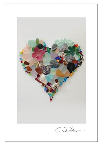 Donald Verger: LOVE - Sea Glass Heart Postcard Print From The Heart Collection, 10 Pack 4x6 Inches, Unique Gift For Framing Or Mailing
