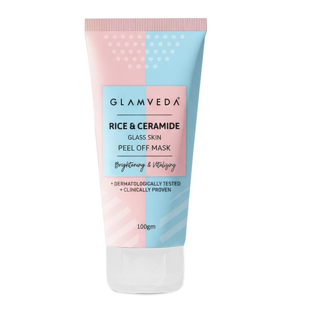 Glamveda Korean Rice & Ceramide Peel Off Mask for Men & Women | Reduces Signs of Ageing, Brightening & Even Tone Complexion |For Dry & Dull Skin|Dermatologically Approved Face Pack (100gm)