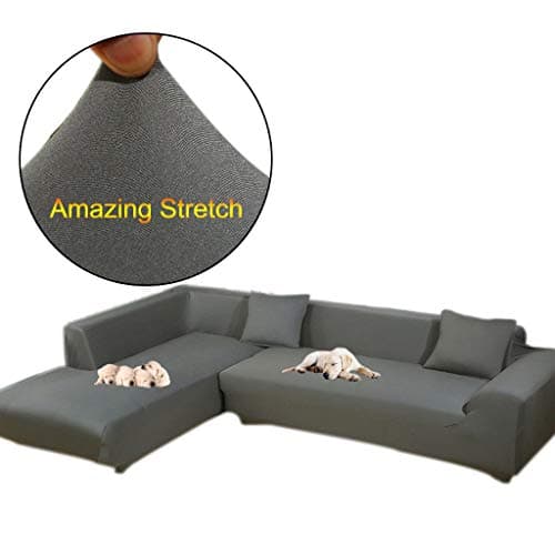 Taiyucover Anti-Skid Dustproof Sofa Slipcovers ;Armchair/2-Seater/3-Seater Sofa Covers; Sectional Corner L-Shaped Sofa Protector (Grey, L-Shaped Sofa(3-Seater Sofa + 2-Seater Sofa))