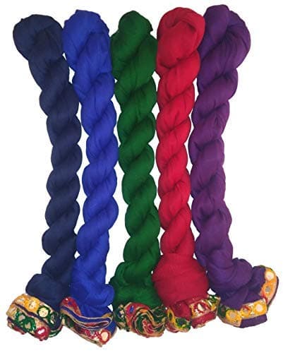 WHITEHEAVEN Women's Faux Chiffon Dupatta Combo With Plastic Mirror Lace (Set of 5)