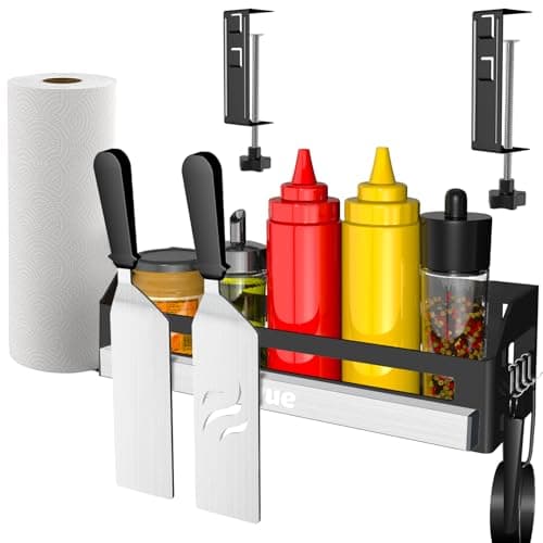 Griddle Caddy for Blackstone Griddles 17"/22"/28"/36"/Prep Cart, Space Saving Blackstone Griddle Accessories, BBQ Grill Storage Organizer with Magnetic Tool Holder & Paper Towel Holder & J-Hooks