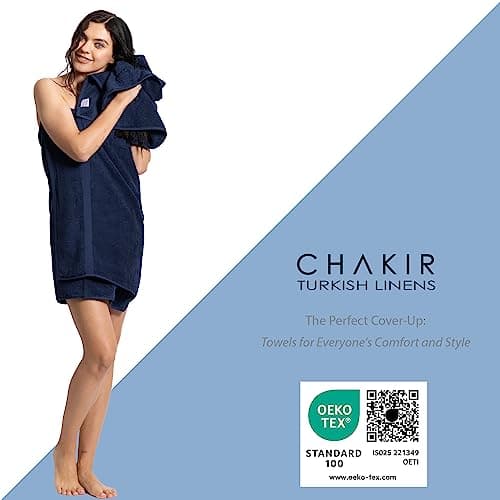 Chakir Turkish Linens | Hotel & Spa Quality 100% Cotton Premium Turkish Towels | Soft & Absorbent (4-Piece Bath Towels, Navy)