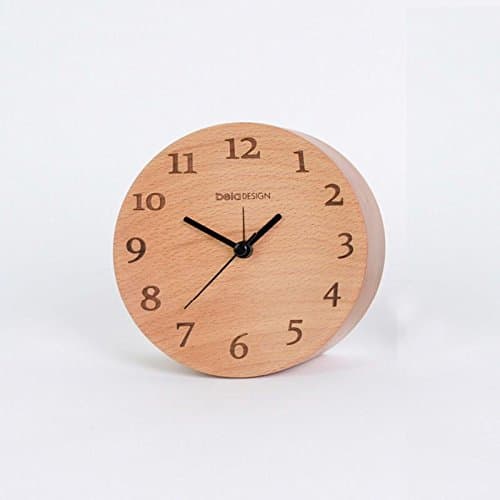 Lgclock Original Design Solid Wood Bedside Clock Alarm Mute Student Stylish Little Clock Wooden Clock,Beech Wood Concave Digital Alarm Clock