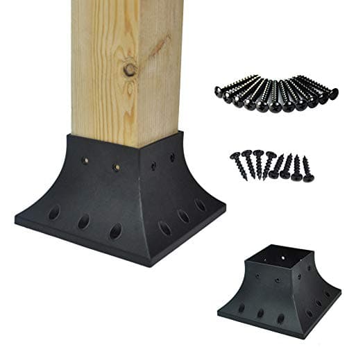Myard PNP114040 4x4 (Actual 3.5x3.5) Inches Post Base Cover Skirt Flange with Screws for Deck Porch Handrail Railing Support Trim Anchor (Qty 5, Black)