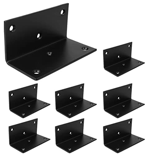 8 PCS 2x4'' Black L Steel Corner Braces 90 Degree Angle Brackets Shelf Furniture Repairing DIY (CB01)