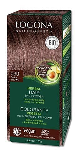 LOGONA Naturkosmetik Cosmétiques naturels Poudre de coloration aux herbes 090 brun foncé, végétalien et naturel, coloration naturelle brune au henné et au shikakai, coloration, 100g