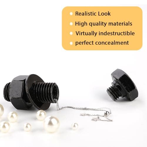 Fake Bolt Diversion Safe with Real Heavy Weight,Hidden Secret Storage Compartment for Cash and Small Items (Black Small)