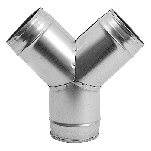 4 to 4 Inch / 100 to 100 mm Y Shape Duct Splitter for Exhaust Fan, Dryer - Galvanized Steel Vent Ducting - 3 Way Duct Hose Connector, Y Shape, Y Joint Metal