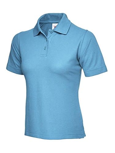Ladies Pique Polo T Shirts Sizes 8 to 22 - WORK CASUAL SPORTS LEISURE (18 / XXL, SKY BLUE)