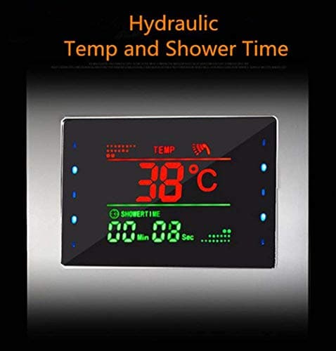 ELLO&ALLO LED Shower Panel Tower System, Hydroelectricity Display Rain Massage with Jets, Brushed Black