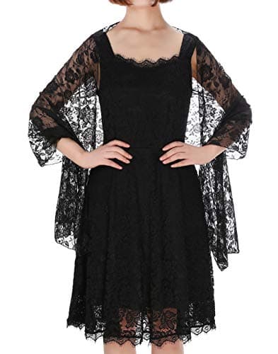 BeryLove Women's Lightweight Floral Lace Shawl Chic Bridal Evening Party Vintage Wrap Scarf