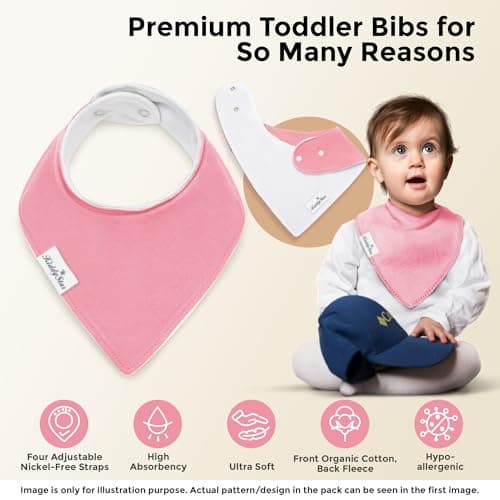 Drool Bibs for Babies – Organic, Unisex, Soft Absorbent Teething Bibs with Adjustable Snaps