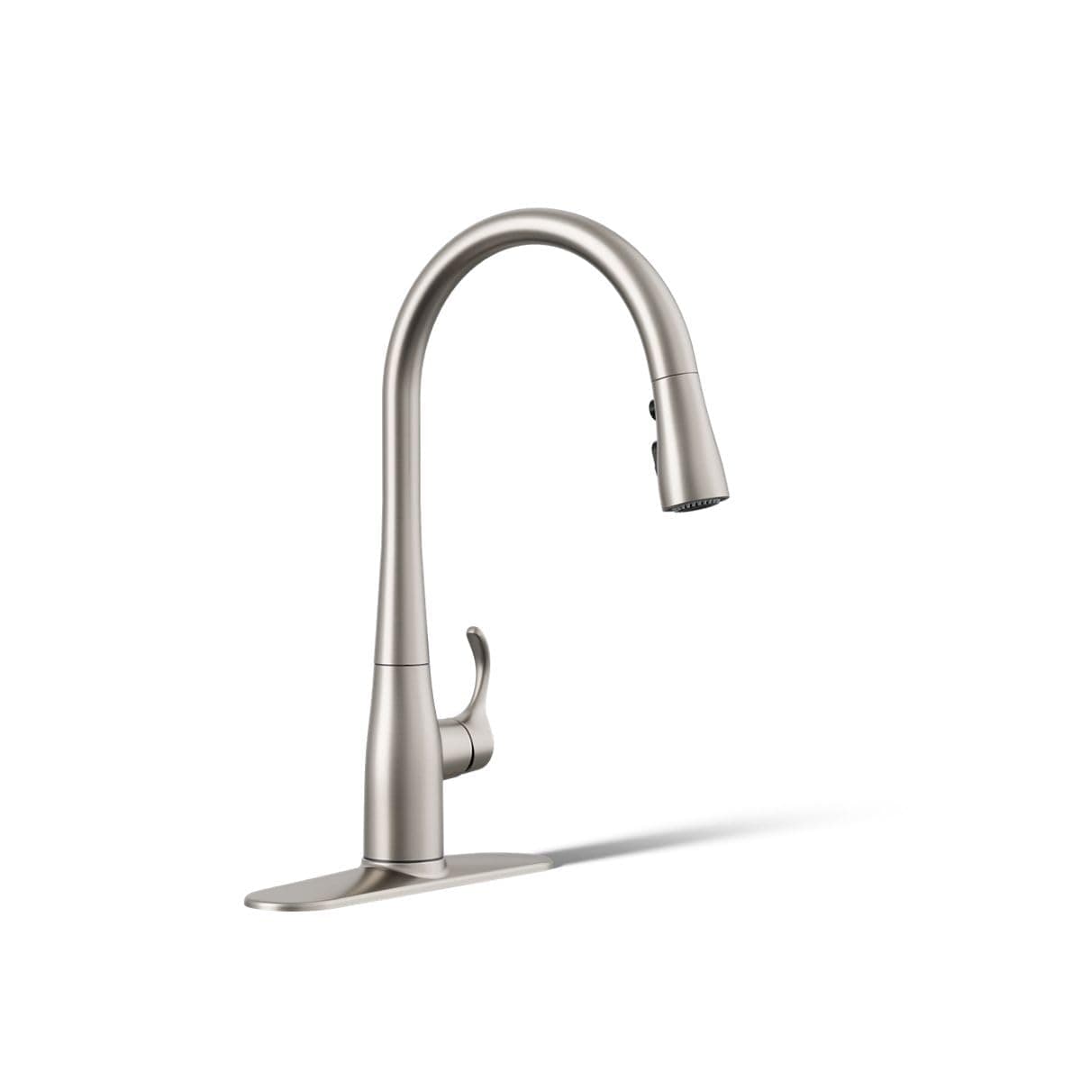 596-VS Simplice Kitchen Sink Faucets with Pull Down Sprayer, 3-Spray Design, Vibrant Stainless Kitchen Faucets, High Arch
