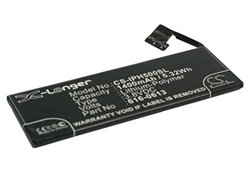 VINTRONS 1400mAh Battery for Apple iPhone 5, MD659LL/A, MD658LL/A, MD655LL/A, MD654LL/A,