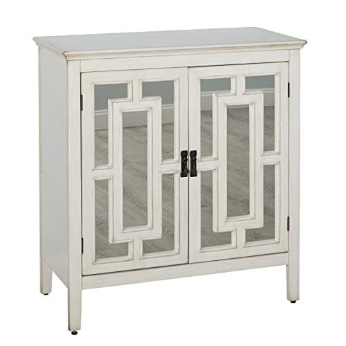 The Mezzanine Shoppe Devon Mid Century 2 Door Sideboard Cabinet with Mirror, 36", Antique White