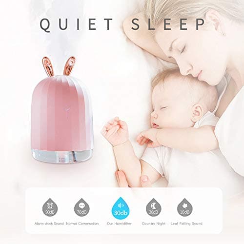 BL Mini Humidifier Diffuser USB Portable Mini Cool Mist Desktop Humidifier with 7 Color Night Light Portable Air Diffuser for Bedroom Office Desktop Car Travel Yoga 220ml