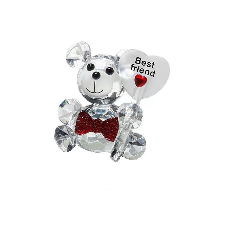 RYUHYF Crystal Figurine, Bear and her Pink Bottle, Best Friend, New Crystal Shoes, Gift Packaging, The Most Suitable Gift (Best Friend)