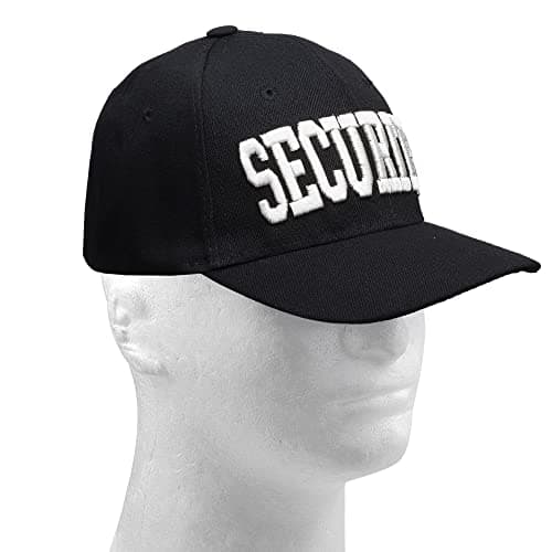 Wholesale 12-Pack Security Hat Baseball Cap - Gold or White Embroidery Security Front, Bill & Back - Adjustable Size