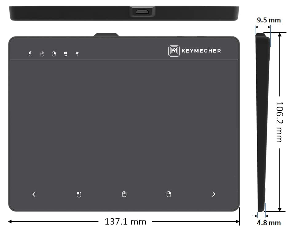 Keymecher Mano Multi-Gesture Wired Trackpad for Windows 7 Windows 10 and Windows 11, USB Slim Touchpad Mouse for Computer, Notebook, PC, and Laptop (Plastic Black, Support Windows Precision Touchpad)