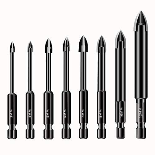 【2019 NEW DRILL BIT】8pcs Concrete Drill Bit Set, Mgtgbao Glass Drill Bits Set 4 Cutting Edges Cross Spear Head Drill with Hex Shank for Ceramic Tile and Brick, Tile, Plastic and Wood 3mm-12mm.