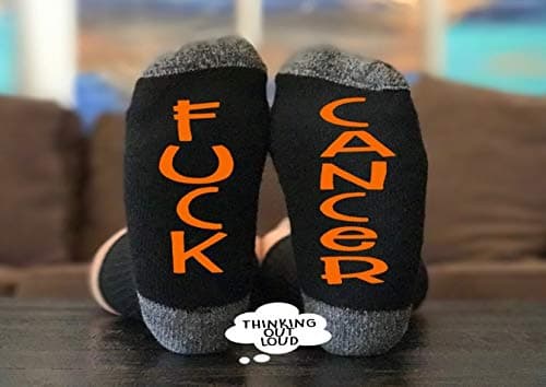 Cancer Socks -Orange Lettering -Survivor Gift- Cancer Patient